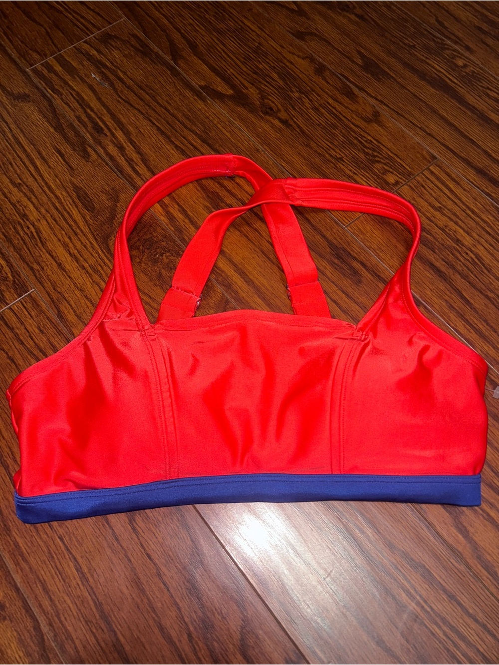 Xersion Red Swim Top with Navy Trim